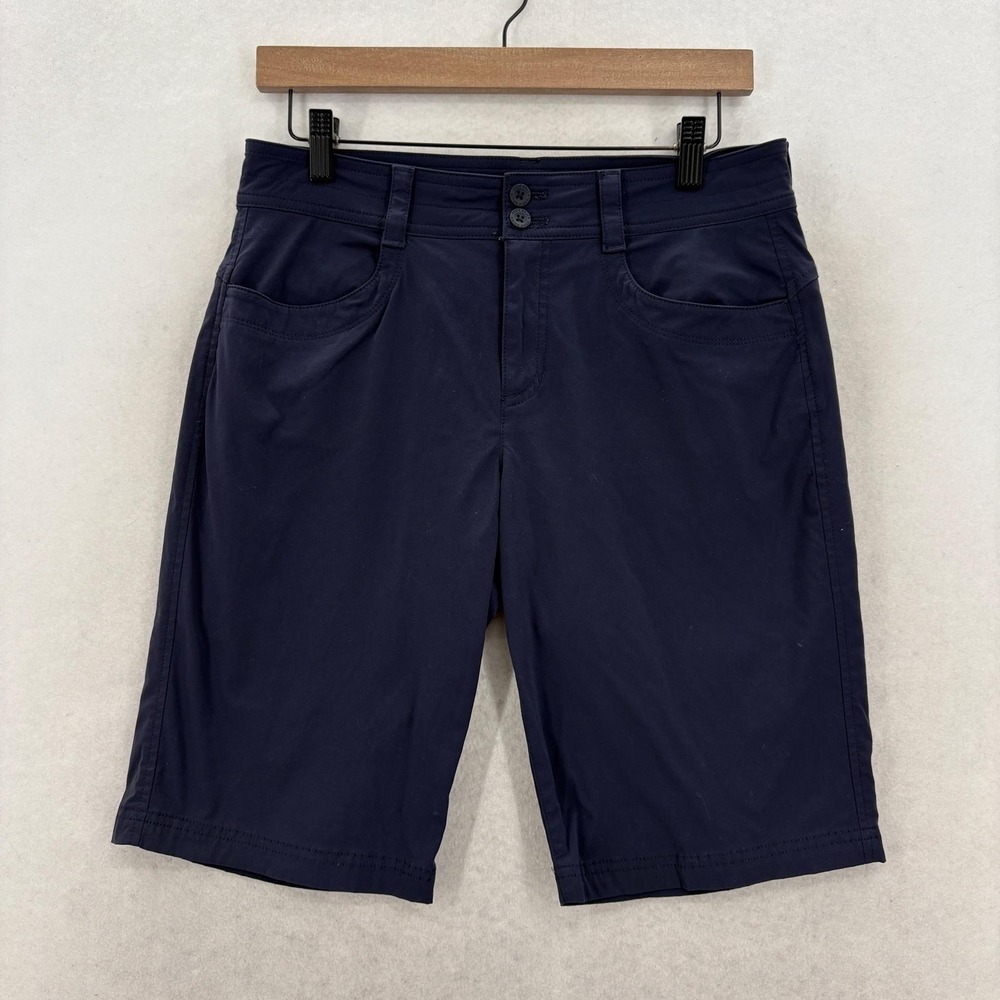 Eddie Bauer Travex Horizon Bermuda Shorts Womens 8 Blue Stretch Hiking Travel